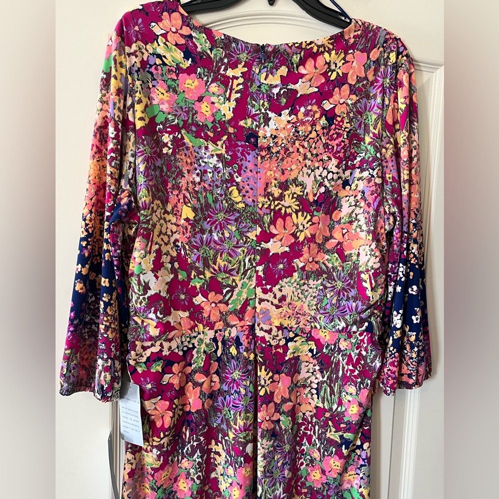 London Times Floral V-Neck Midi Dress in Multicolor Women’s size 16 - Picture 7 of 16